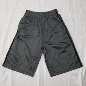North 15 Men’s Gray with Black Stripes Polyester Basketball Shorts Large